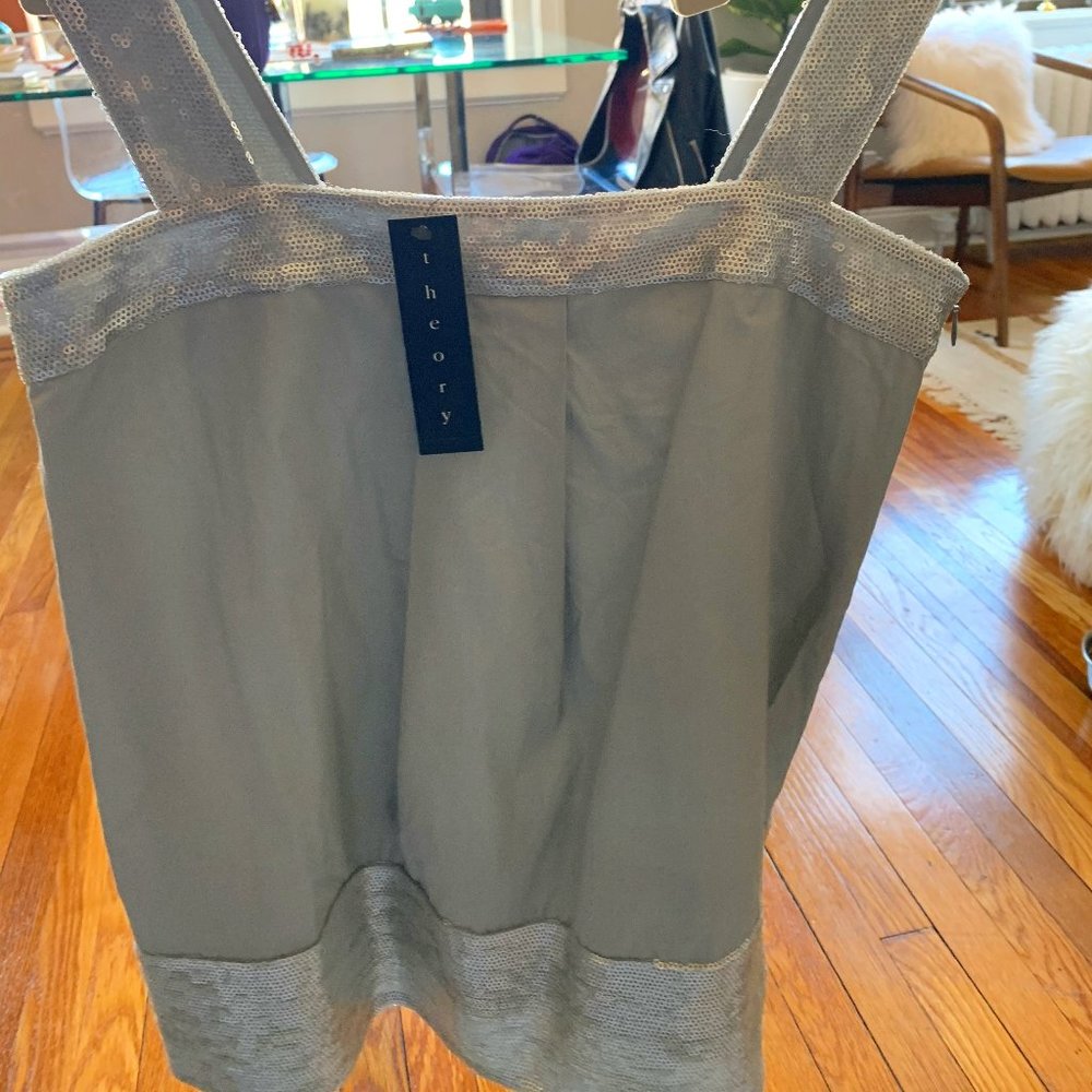 Gorgeous, Embellished Silver Theory top - NEW